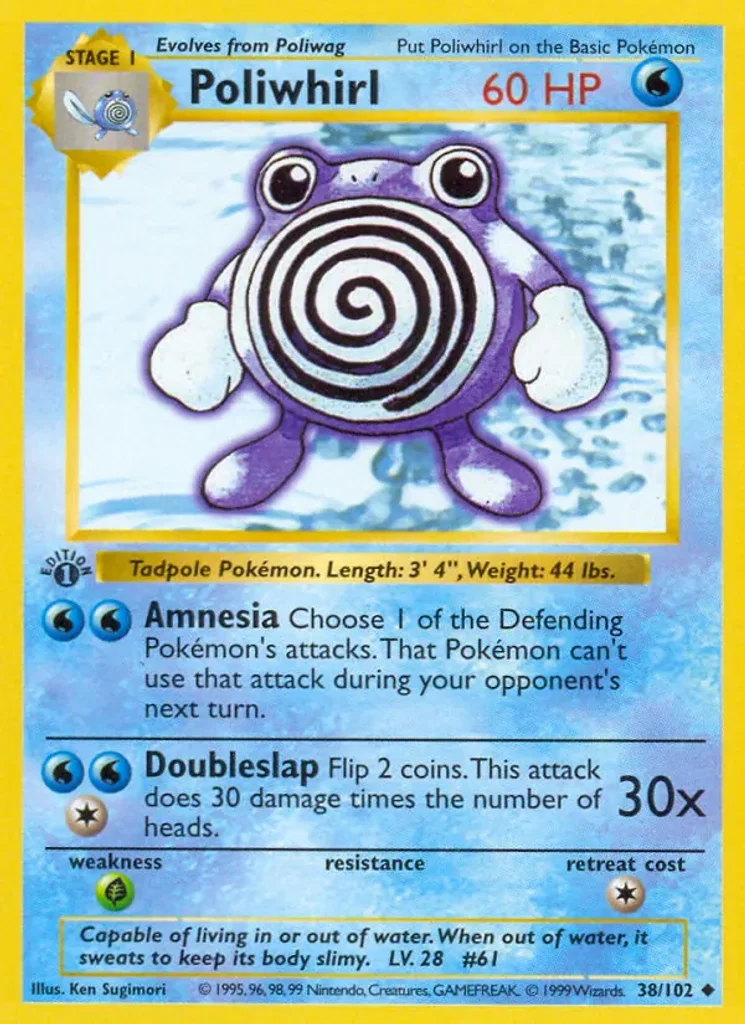 Poliwhirl #38/102 - Base Set - Uncommon - Pokémon Trading Card - TCG Single - Near Mint 3