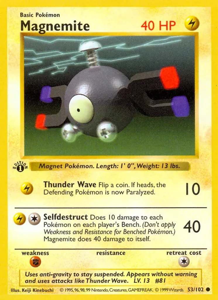 Magnemite #53/102 - Base Set - Common - Pokémon Trading Card - TCG Single - Near Mint 3