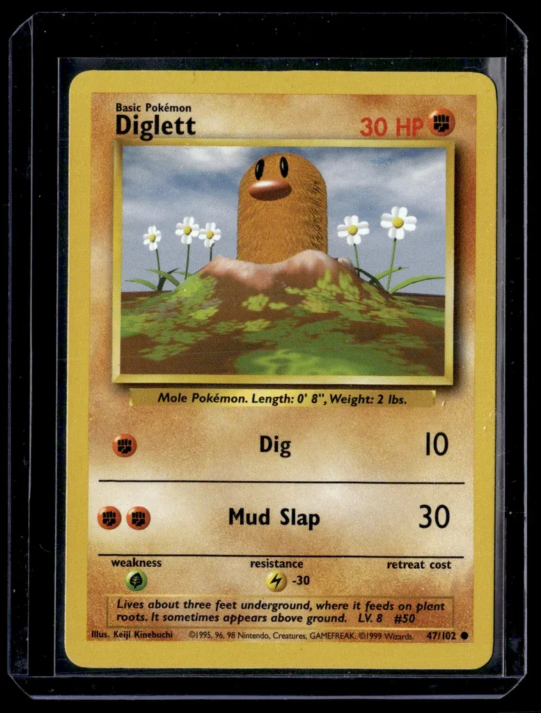 Front of Diglett #47/102 from Base Set, a Common Pokémon trading card in Near Mint condition.
