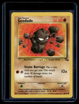Front of Geodude #47/62 from Fossil, a Common Pokémon trading card in Near Mint condition.