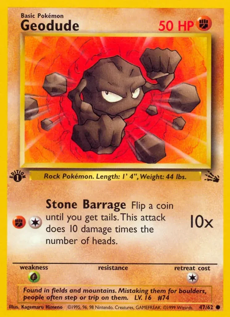 Geodude #47/62 - Fossil - Common - Pokémon Trading Card - TCG Single - Near Mint 3