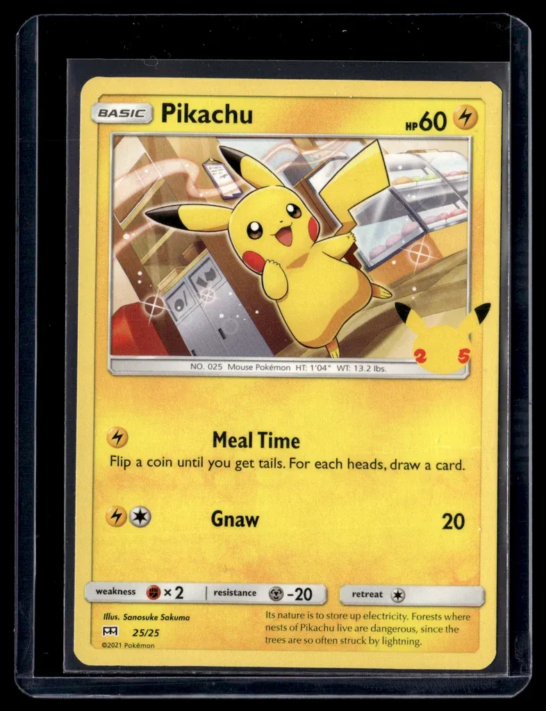 Front of Pikachu #25/25 from McDonald's Collection 2021, a Holo None Pokémon trading card in Near Mint condition.