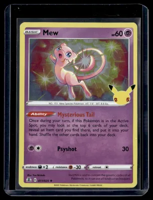 Front of Mew #11/25 from Celebrations, a Holo Rare Pokémon trading card in Near Mint condition.