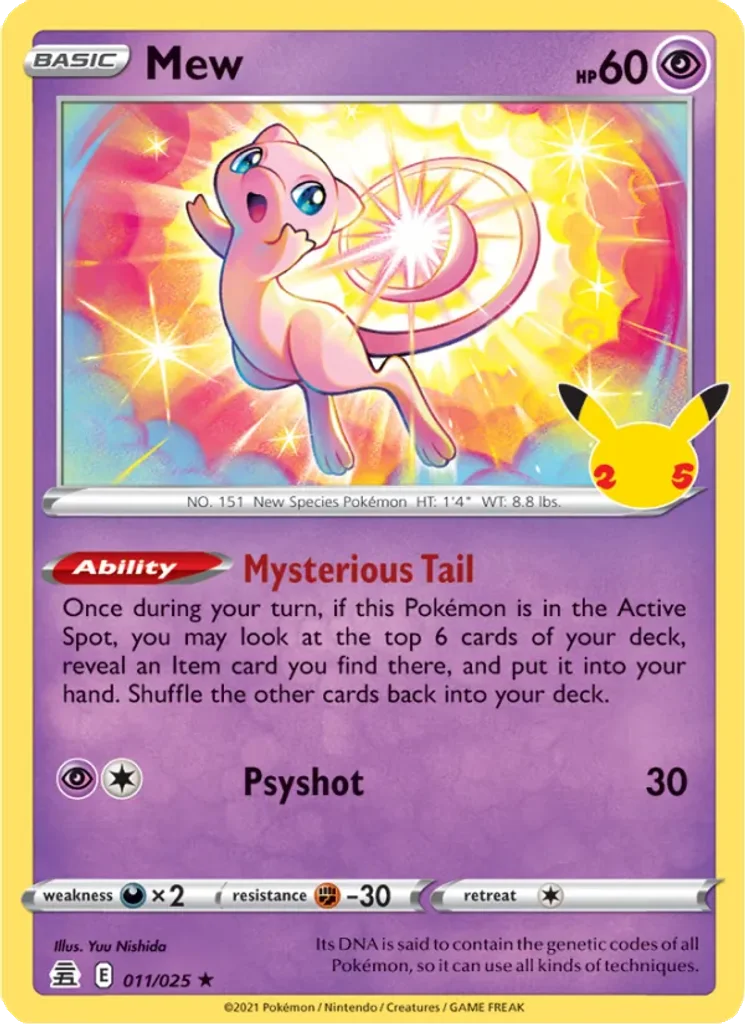 Mew #11/25 - Celebrations - Holo Rare - Pokémon Trading Card - TCG Single - Near Mint 3