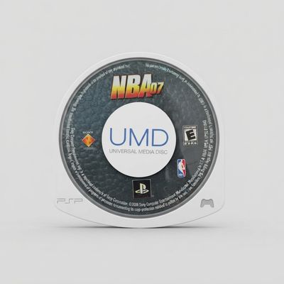 NBA 07 game disc for Sony PSP shown from the front inside its white and clear UMD casing