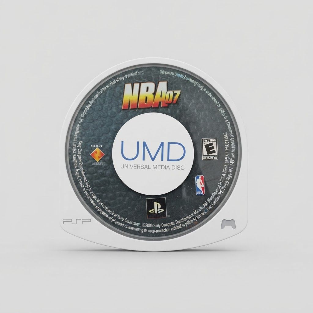 NBA 07 game disc for Sony PSP shown from the front inside its white and clear UMD casing