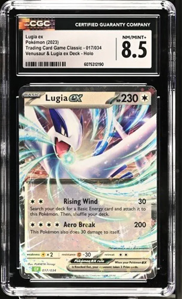 Front view of Pokémon Graded Lugia ex - Pokémon (2023) TCG Classic - CGC 8.5 NM/MINT+ in Near Mint condition.