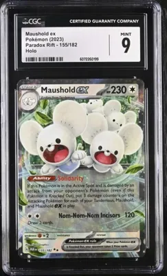 Front view of Pokémon Graded Maushold ex - Pokémon (2023) Paradox Rift - CGC 9 Mint in Mint condition.