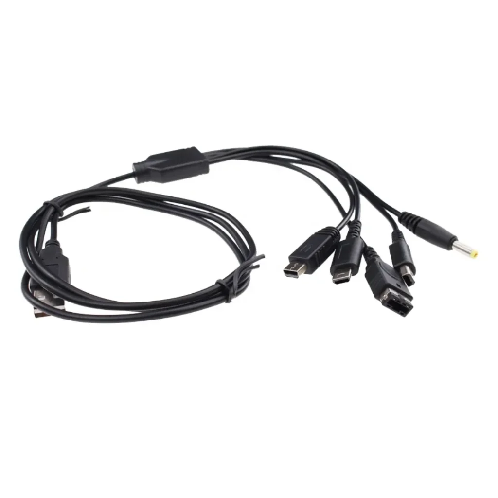 5-in-1 USB Charging Cable for Nintendo DS/3DS/GBA SP/PSP - 1.2m