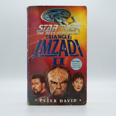 Front cover of the Star Trek: The Next Generation "Triangle: Imzadi II" vintage paperback with light edge wear
