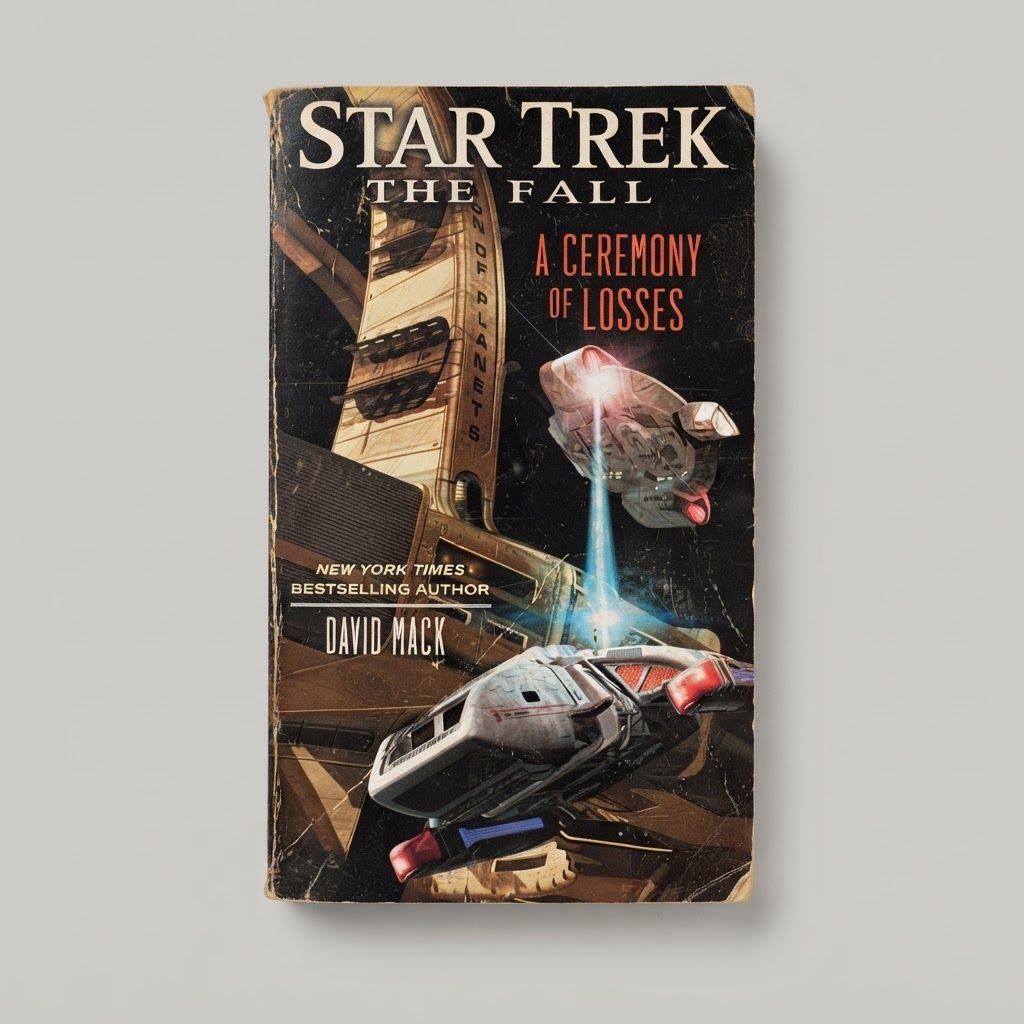 Front cover of the vintage Star Trek: The Fall A Ceremony of Losses paperback with visible edge wear and scuffing