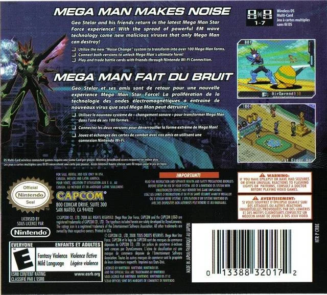 Mega Man Star Force 3: Black Ace - Nintendo DS - Game Only back cover art
