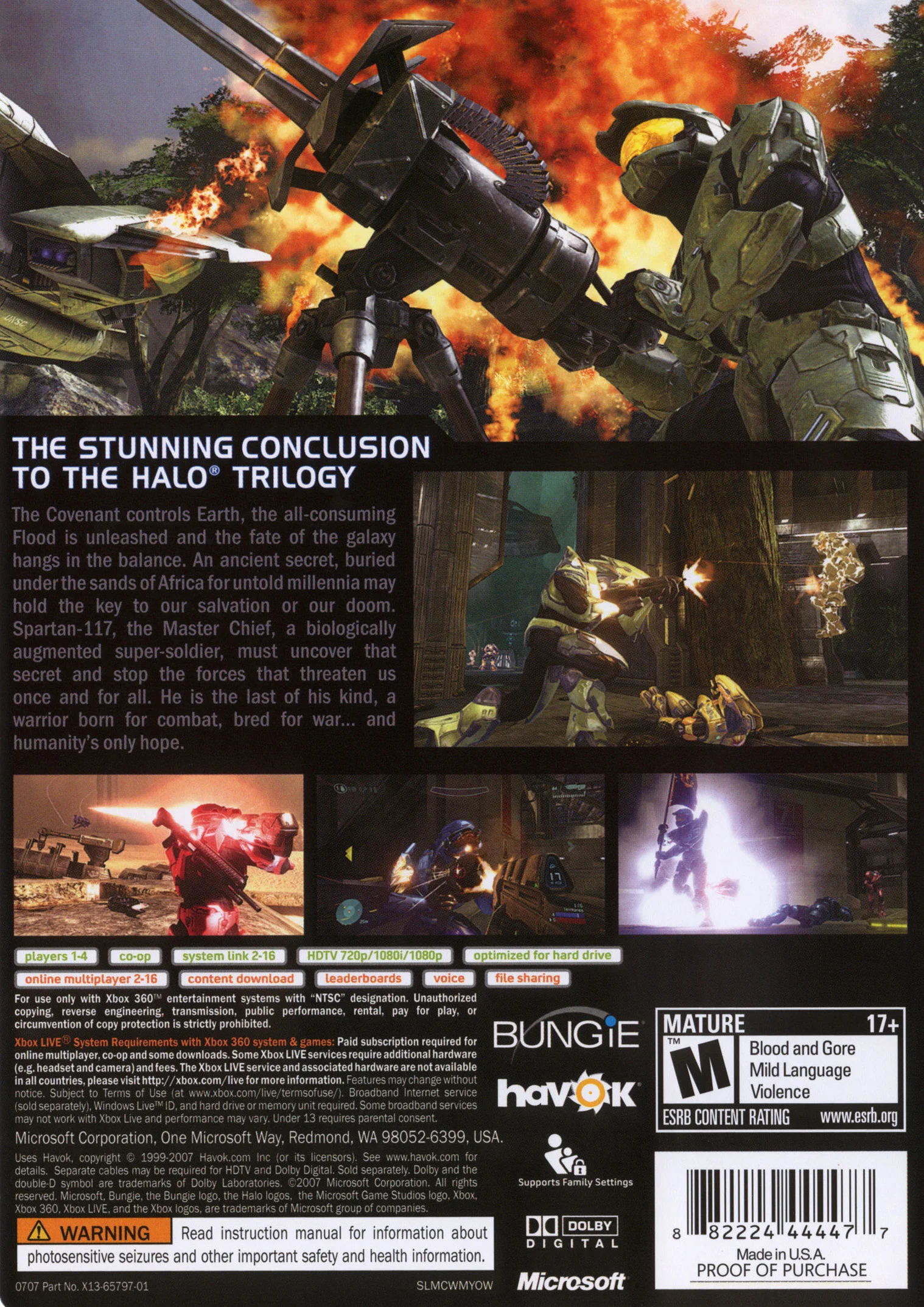 Halo 3 - Xbox 360 - Complete In Box back cover art