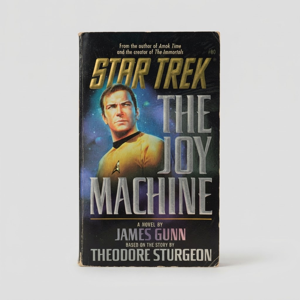 Front cover of the vintage Star Trek The Original Series paperback The Joy Machine featuring Captain Kirk in space