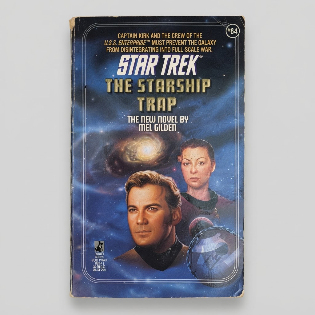 Front cover of the vintage Star Trek: The Original Series The Starship Trap paperback with light edge wear