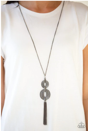 Timelessly Tasseled - Black Necklace