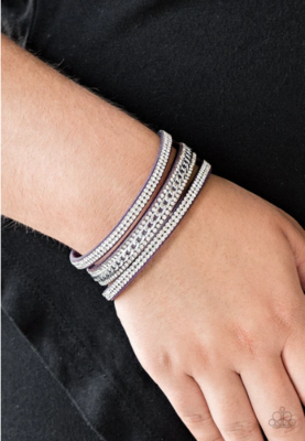 Rolling in Rhinestone Purple Suede Bracelet