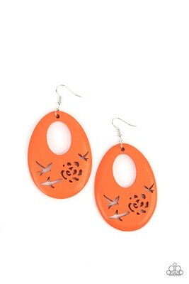 Home TWEET Home - Orange Wood Earring