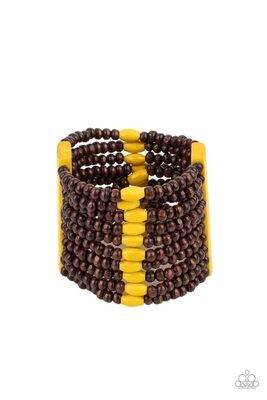 Tropical Trendsetter - Yellow Wood Bracelet