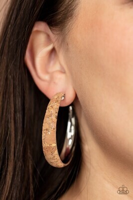 A CORK In The Road - Silver Cork Earring