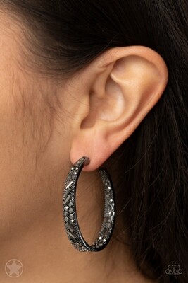 GLITZY By Association - Black Hoop Earrings