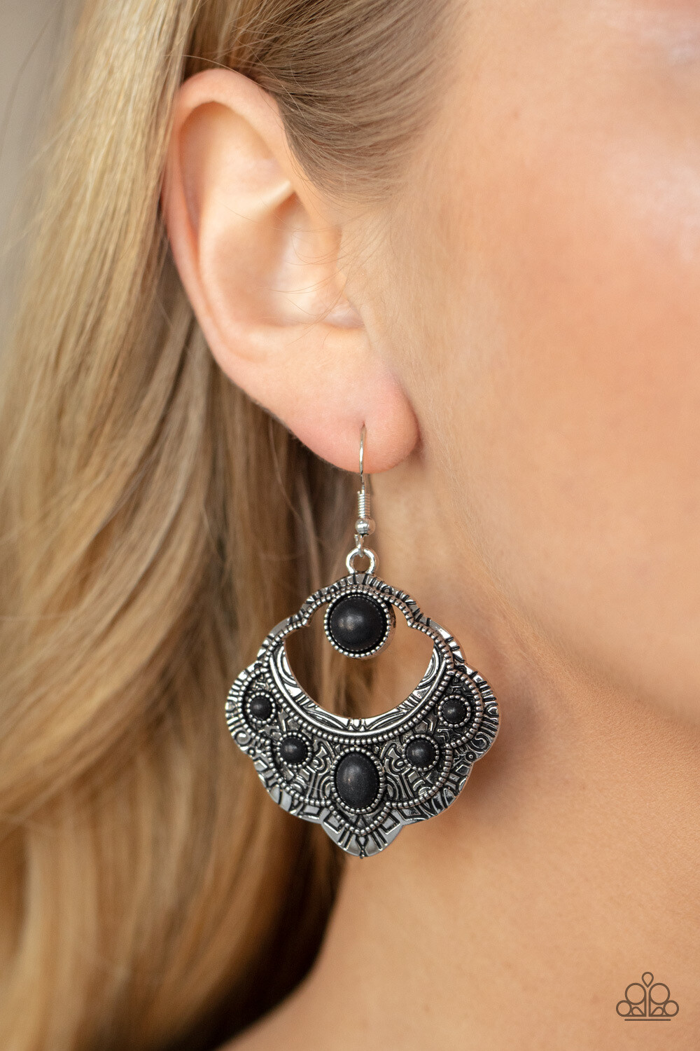 Saguaro Sunset - Black Earring