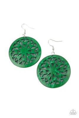 Ocean Canopy - Green Wood Earring