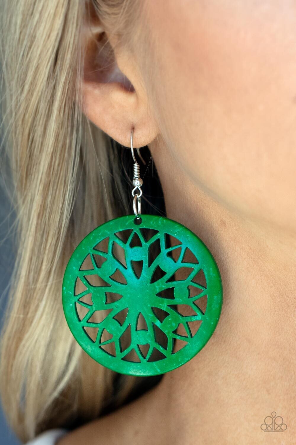 Ocean Canopy - Green Wood Earring