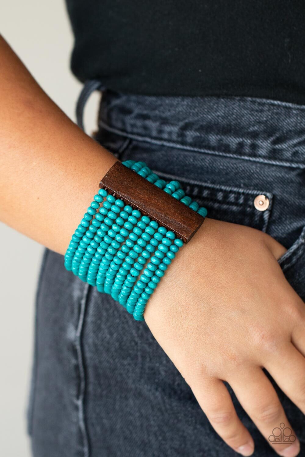 Waikiki-Wonderland-Blue Wood Bracelet