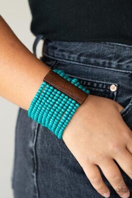 Waikiki-Wonderland-Blue Wood Bracelet