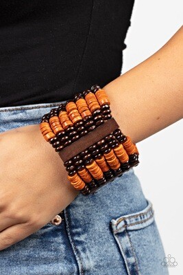 Vacay Vogue- Orange Wood Bracelet