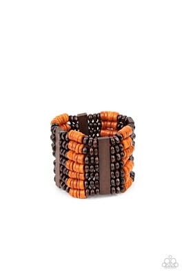 Vacay Vogue- Orange Wood Bracelet