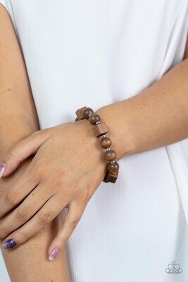 Timber Trendsetter - Brown Wood Bracelet