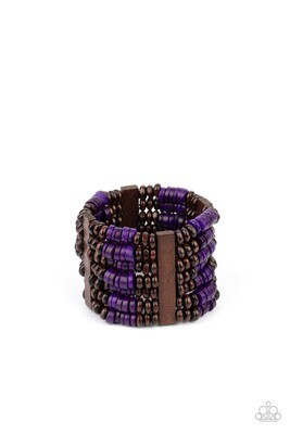 Vacay Vogue - Purple Wood Bracelet