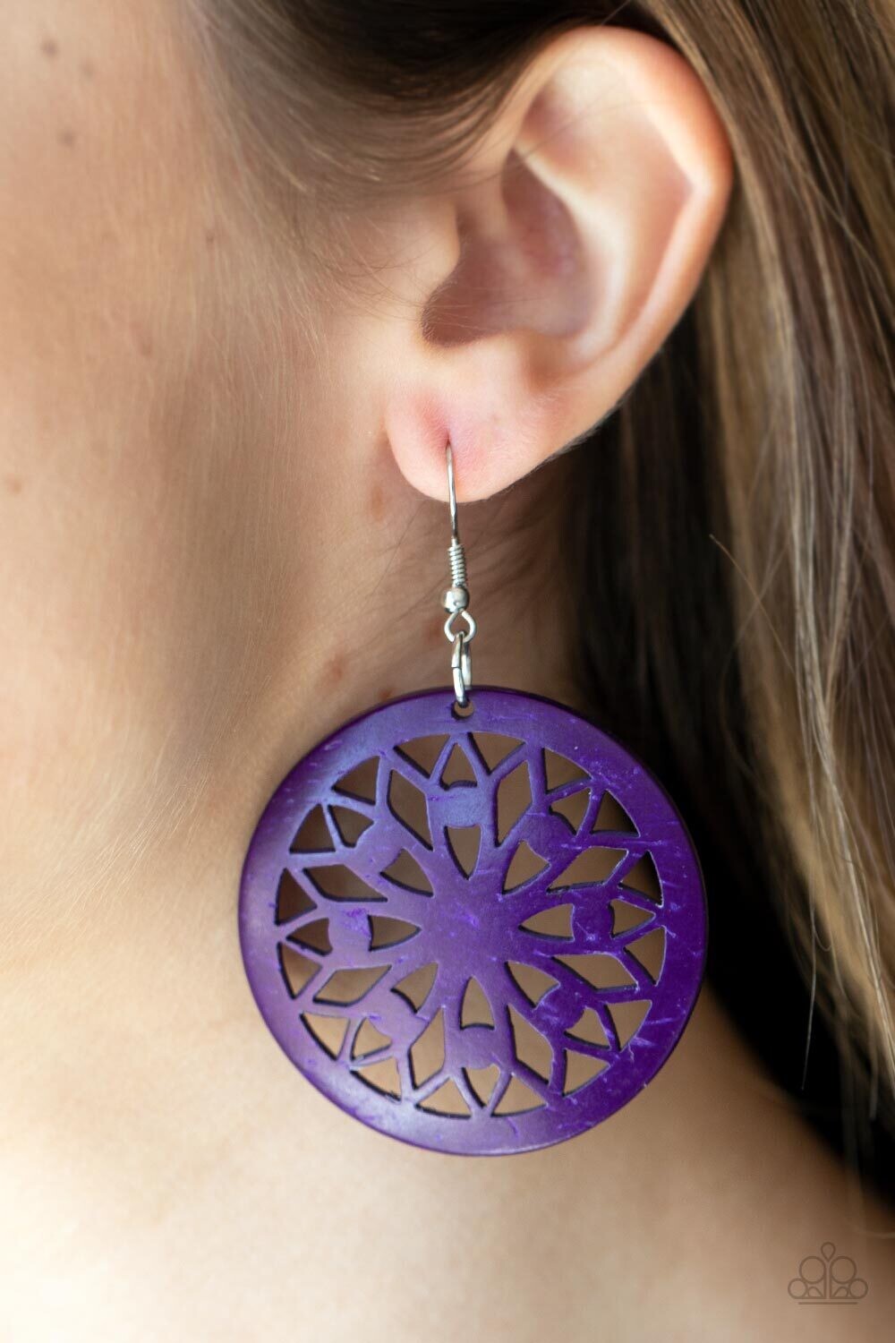 Ocean Canopy - Purple Wood Earring