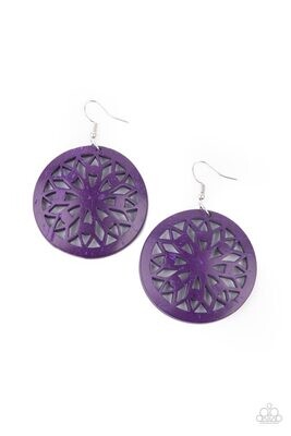Ocean Canopy - Purple Wood Earring