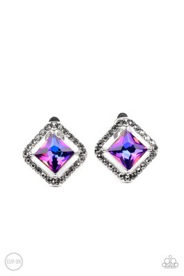 Cosmic Catwalk - Purple Clip-On Earrings