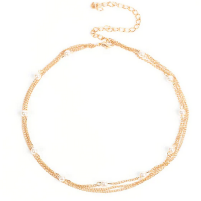 Daintily Dapper - Gold  Pearl Choker Necklace