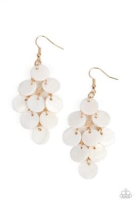 Tropical Tryst - Gold/White Earring
