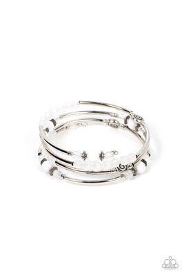 Whimsically Whirly - White Coil Bracelet