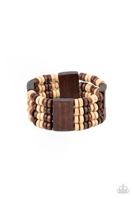 Aruba Attire - Brown/Tan Wood Bracelet