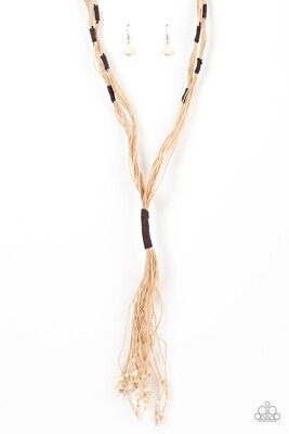 Whimsically Whipped - Brown/Tan Corded Necklace