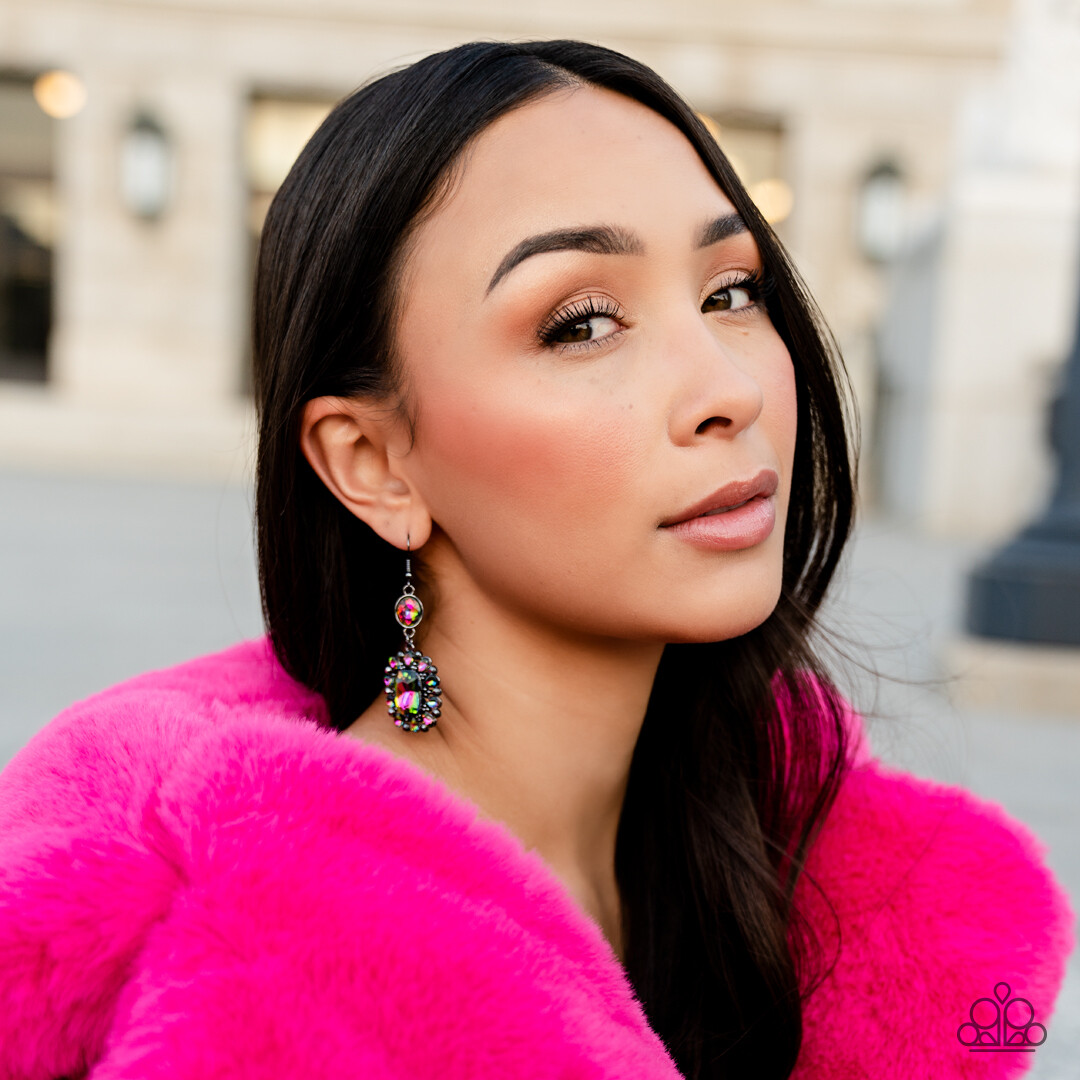 Capriciously Cosmopolitan - Multi Oilspill Earring