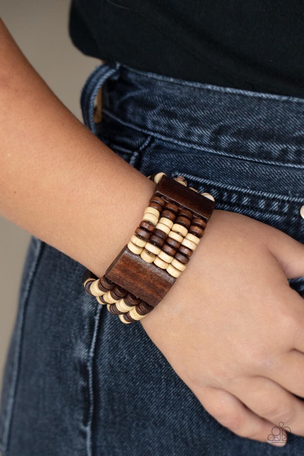 Aruba Attire - Brown/Tan Wood Bracelet