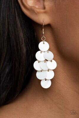 Tropical Tryst - Gold/White Earring