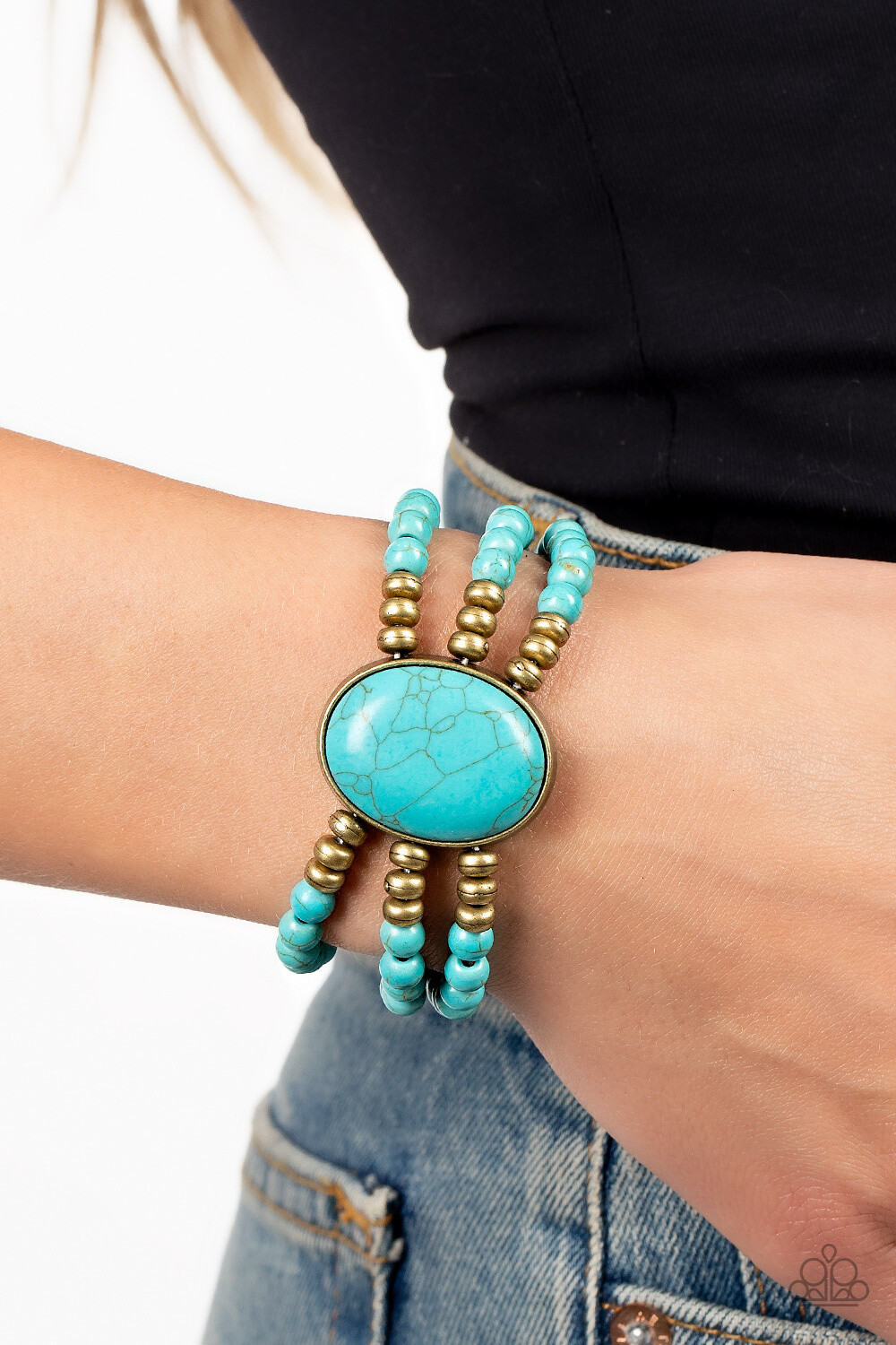 Stone Pools - Brass/Blue Bracelet