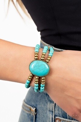 Stone Pools - Brass/Blue Bracelet