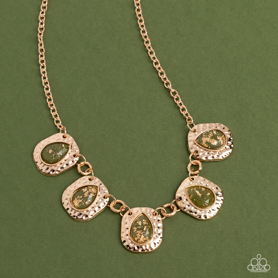 Mayan Masterpiece - Green/Gold Necklace
