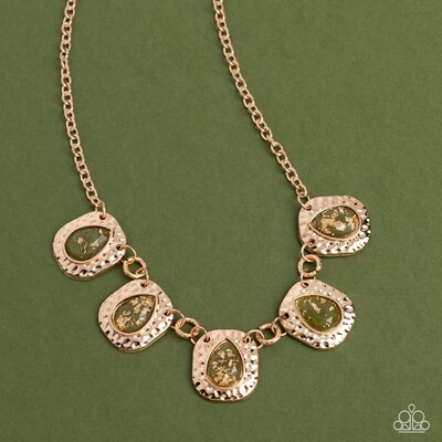 Mayan Masterpiece - Green/Gold Necklace