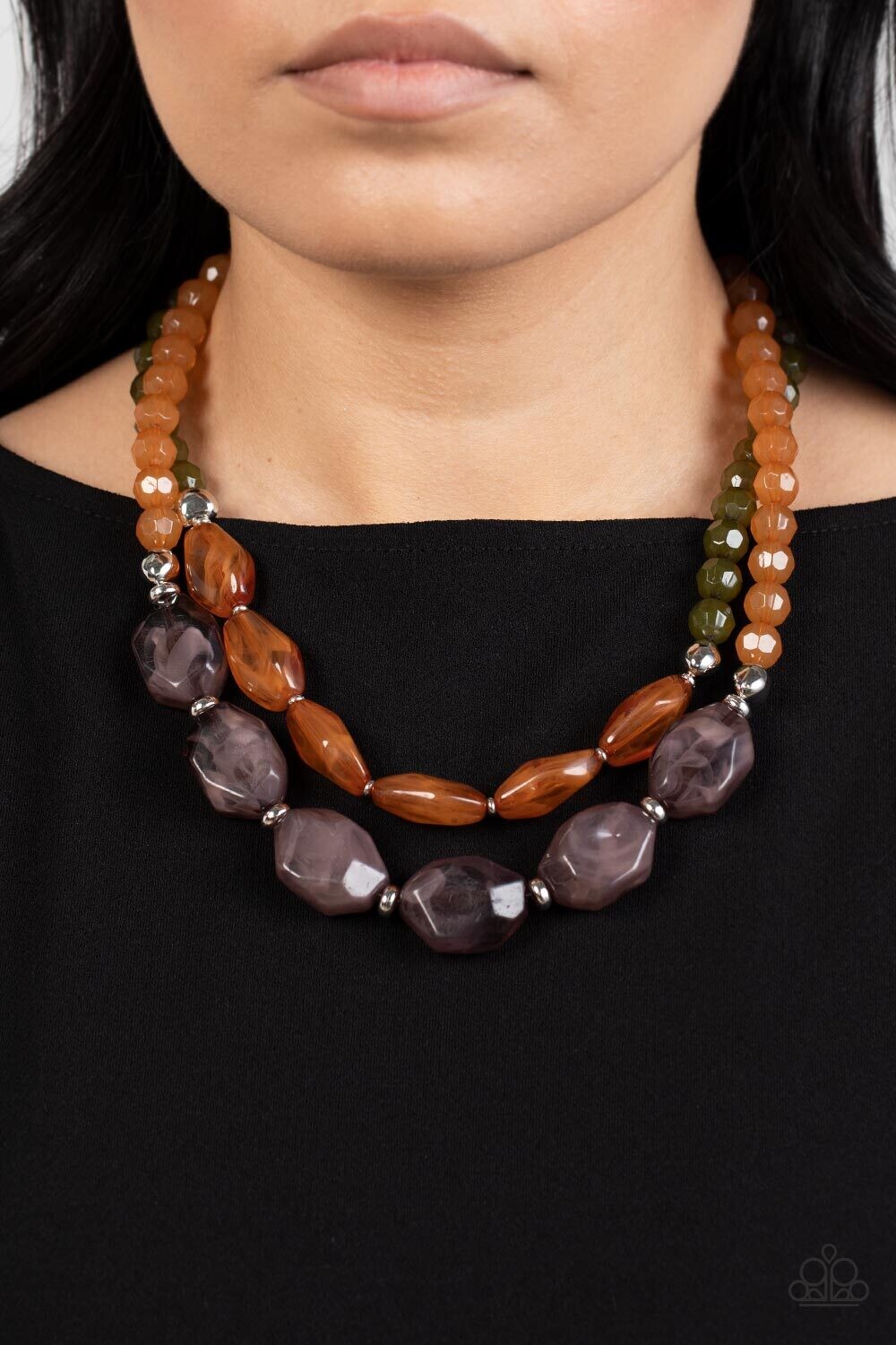 Tropical Trove - Brown/Orange /Green Multi Necklace